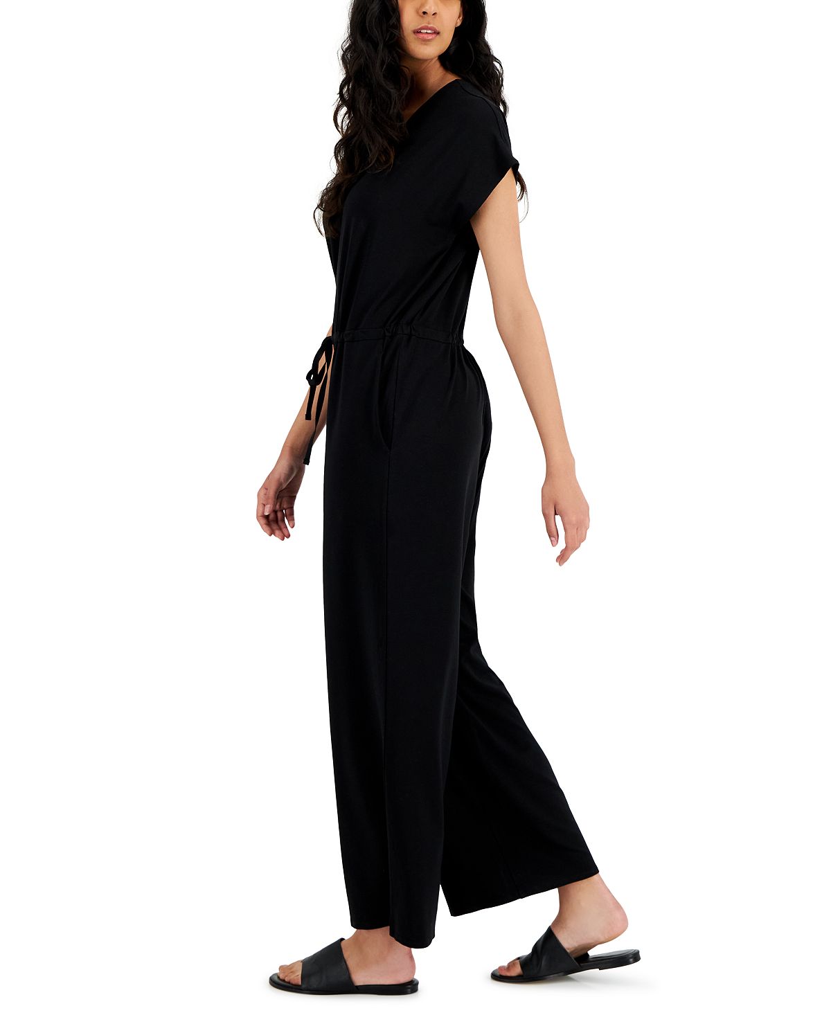 Eileen Fisher Women's Jersey Crop Jumpsuit Black Size Small