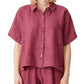 Eileen Fisher Women's Organic Classic Collared Button Down Shirt Red Size Petite Small