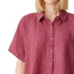 Eileen Fisher Women's Organic Classic Collared Button Down Shirt Red Size Petite Small