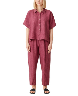 Eileen Fisher Women's Organic Classic Collared Button Down Shirt Red Size Petite Small