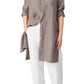 Eileen Fisher Women's Organic Classic Collar High Slit Button Down Shirt Gray Size Petite Small