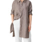 Eileen Fisher Women's Organic Classic Collar High Slit Button Down Shirt Gray Size Petite Small