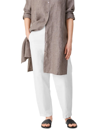 Eileen Fisher Women's Organic Classic Collar High Slit Button Down Shirt Gray Size Petite Small