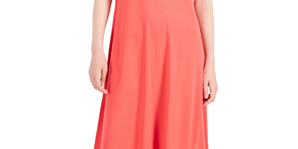 Eileen Fisher Women's Sleeveless V Neck Dress Red Size Petite Large