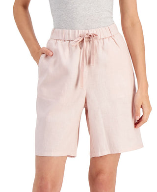 Eileen Fisher Women's Organic Linen High Rise Shorts Pink Size Small