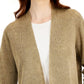 Eileen Fisher Women's Organic Linen V Neck Open Front Cardigan Brown Size XX-Small
