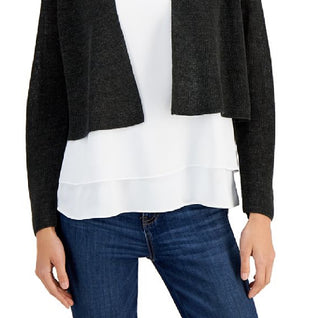 Eileen Fisher Women's Organic Linen V Neck Open Front Cardigan Green Size Medium