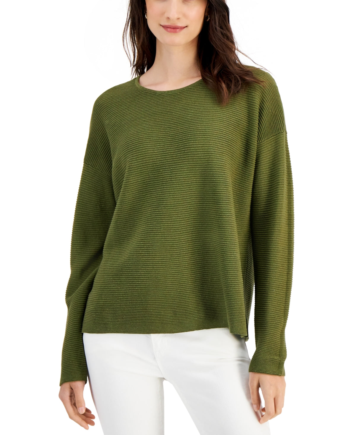 Eileen Fisher Women's Organic Crewneck Top Green Size Medium