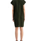 Eileen Fisher Women's Organic Linen Mandarin Collar Cap Sleeve Dress Green Size Medium