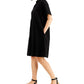 Eileen Fisher Women's Organic Cotton Mandarin Collar Shirtdress Black Size Medium