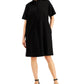 Eileen Fisher Women's Organic Cotton Mandarin Collar Shirtdress Black Size Medium