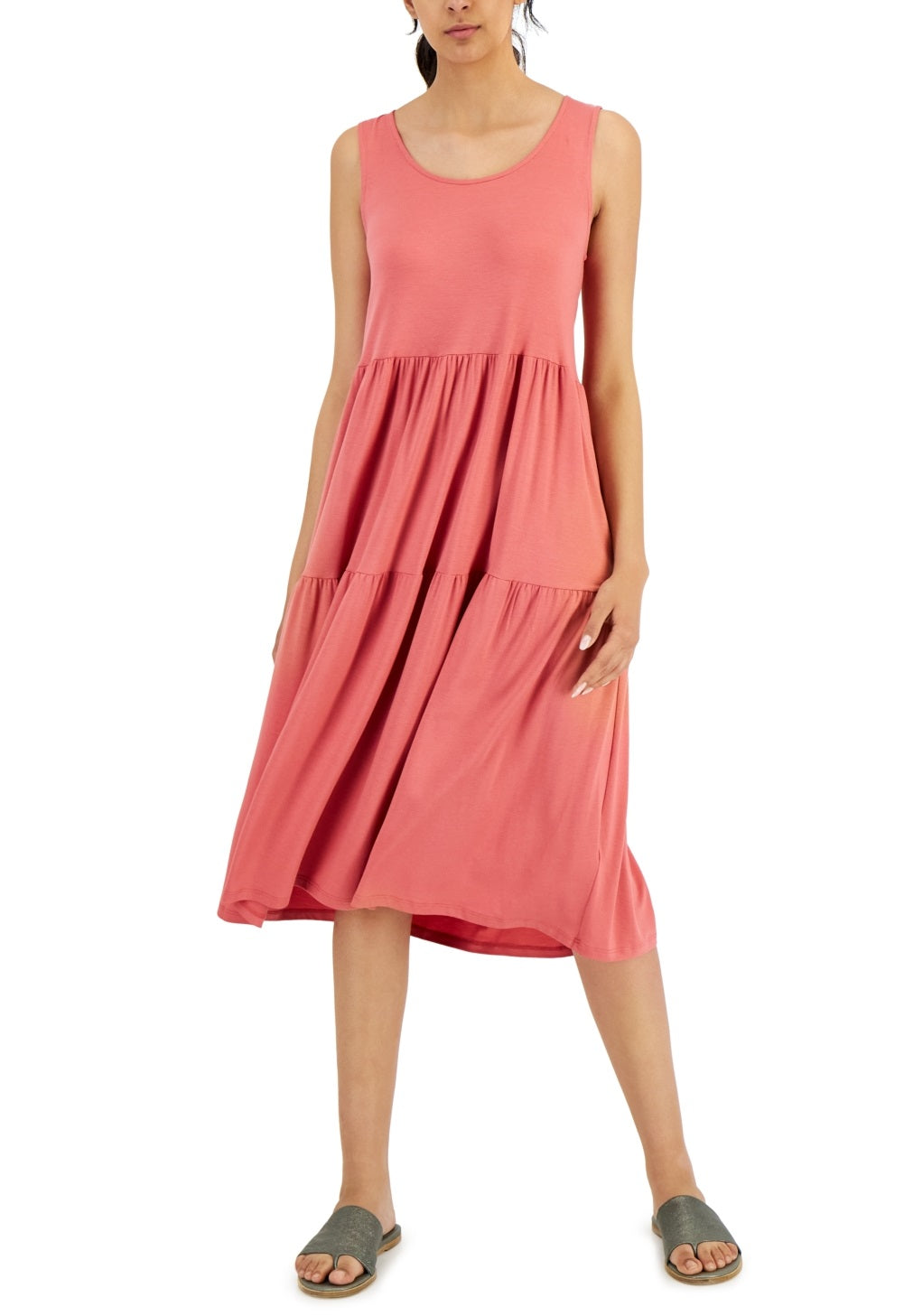 Eileen Fisher Women's Sleeveless Tiered Dress Pink Size X-Small
