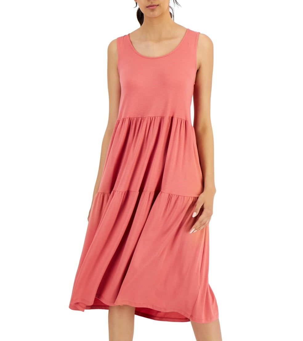 Eileen Fisher Women's Sleeveless Tiered Dress Pink Size X-Small