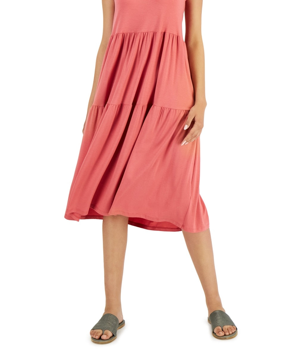 Eileen Fisher Women's Sleeveless Tiered Dress Pink Size X-Small
