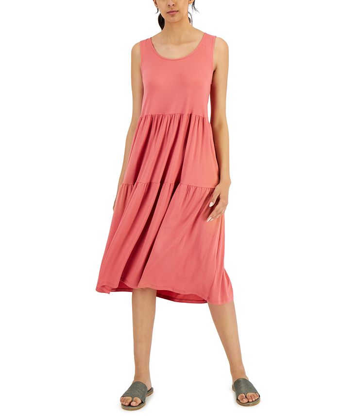 Eileen Fisher Women's Sleeveless Tiered Dress Pink Size Medium