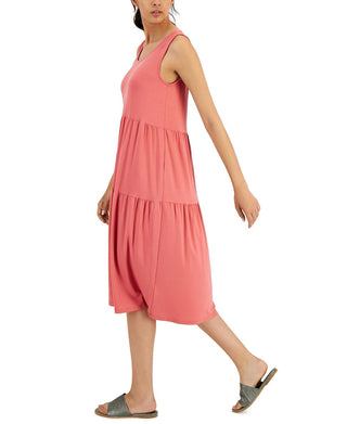 Eileen Fisher Women's Sleeveless Tiered Dress Pink Size Medium