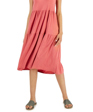 Eileen Fisher Women's Sleeveless Tiered Dress Pink Size Large