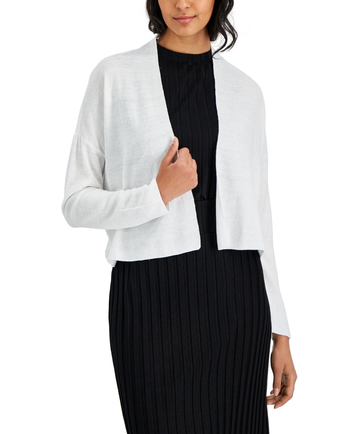 Eileen Fisher Women's Short Organic Linen & Cotton Cardigan White Size X-Large