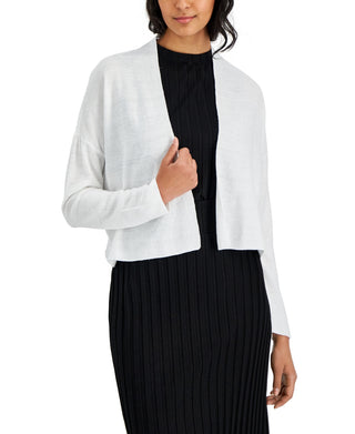 Eileen Fisher Women's Short Organic Linen & Cotton Cardigan White Size X-Large