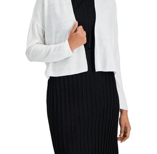 Eileen Fisher Women's Short Organic Linen & Cotton Cardigan White Size X-Large