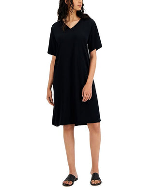 Eileen Fisher Women's V Neck Dress Black Size Large