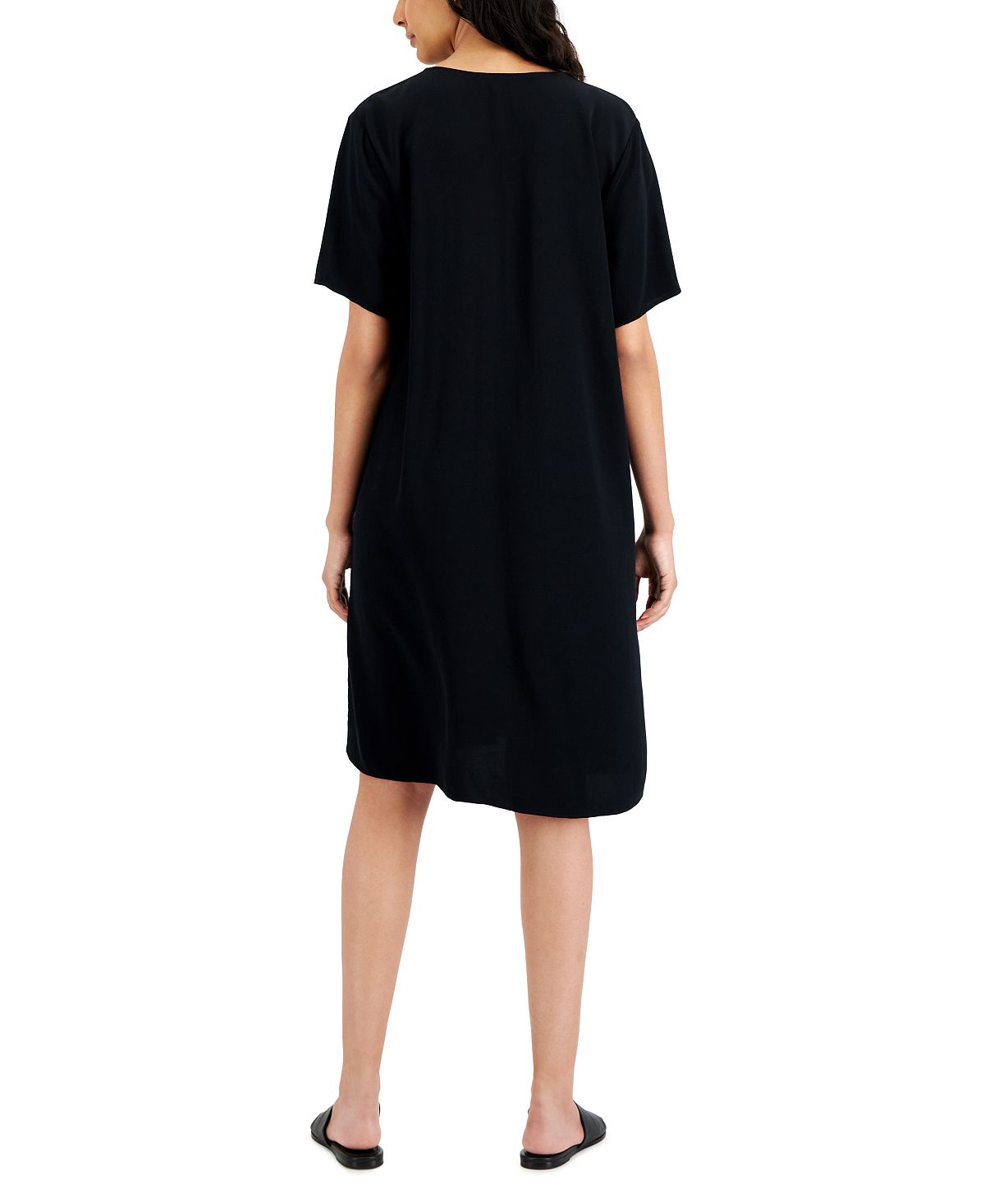 Eileen Fisher Women's V Neck Dress Black Size Large