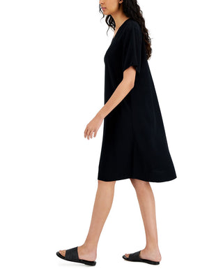 Eileen Fisher Women's V Neck Dress Black Size Large