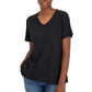 Eileen Fisher Women's V Neck Short Sleeve T Shirt Black Size XX-Small