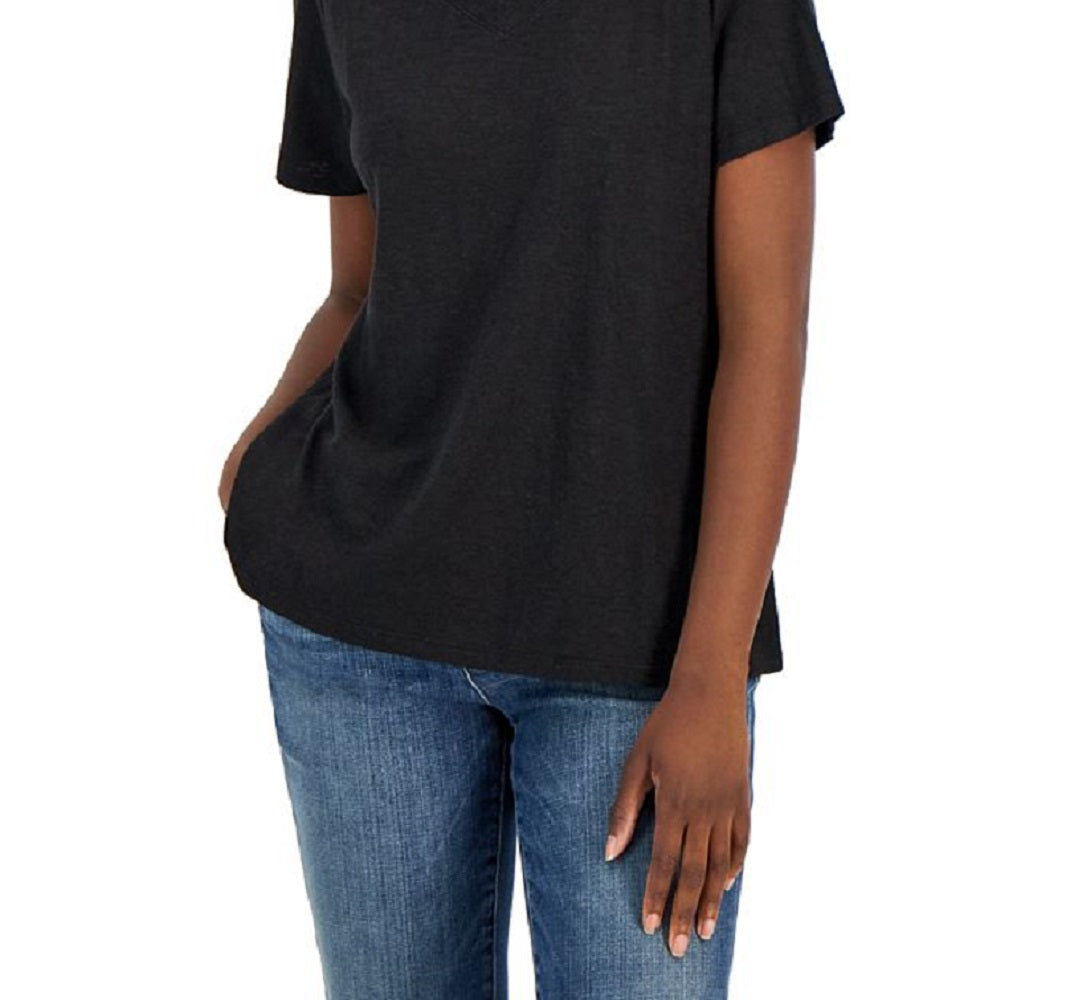 Eileen Fisher Women's V Neck Short Sleeve T Shirt Black Size XX-Small