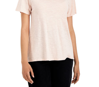 Eileen Fisher Women's V Neck Short Sleeve T-Shirt Pink Size XX-Small