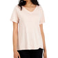 Eileen Fisher Women's V Neck Short Sleeve T Shirt Pink Size X-Small