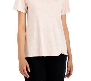 Eileen Fisher Women's V Neck Short Sleeve T Shirt Pink Size X-Small