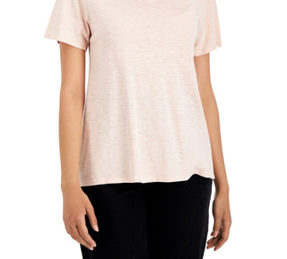 Eileen Fisher Women's V Neck Short Sleeve T-Shirt Pink Size Medium