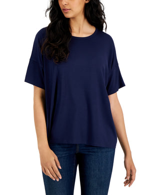 Eileen Fisher Women's Crewneck Boxy T-Shirt Blue Size X-Large