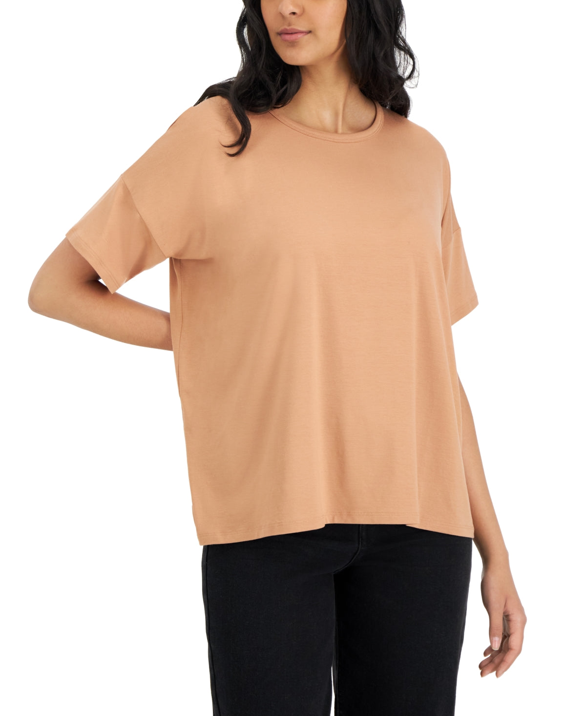 Eileen Fisher Women's Crewneck Relaxed T-Shirt Orange Size Medium