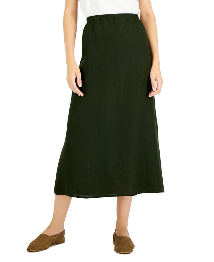 Eileen Fisher Women's Linen Skirt Green Size Large
