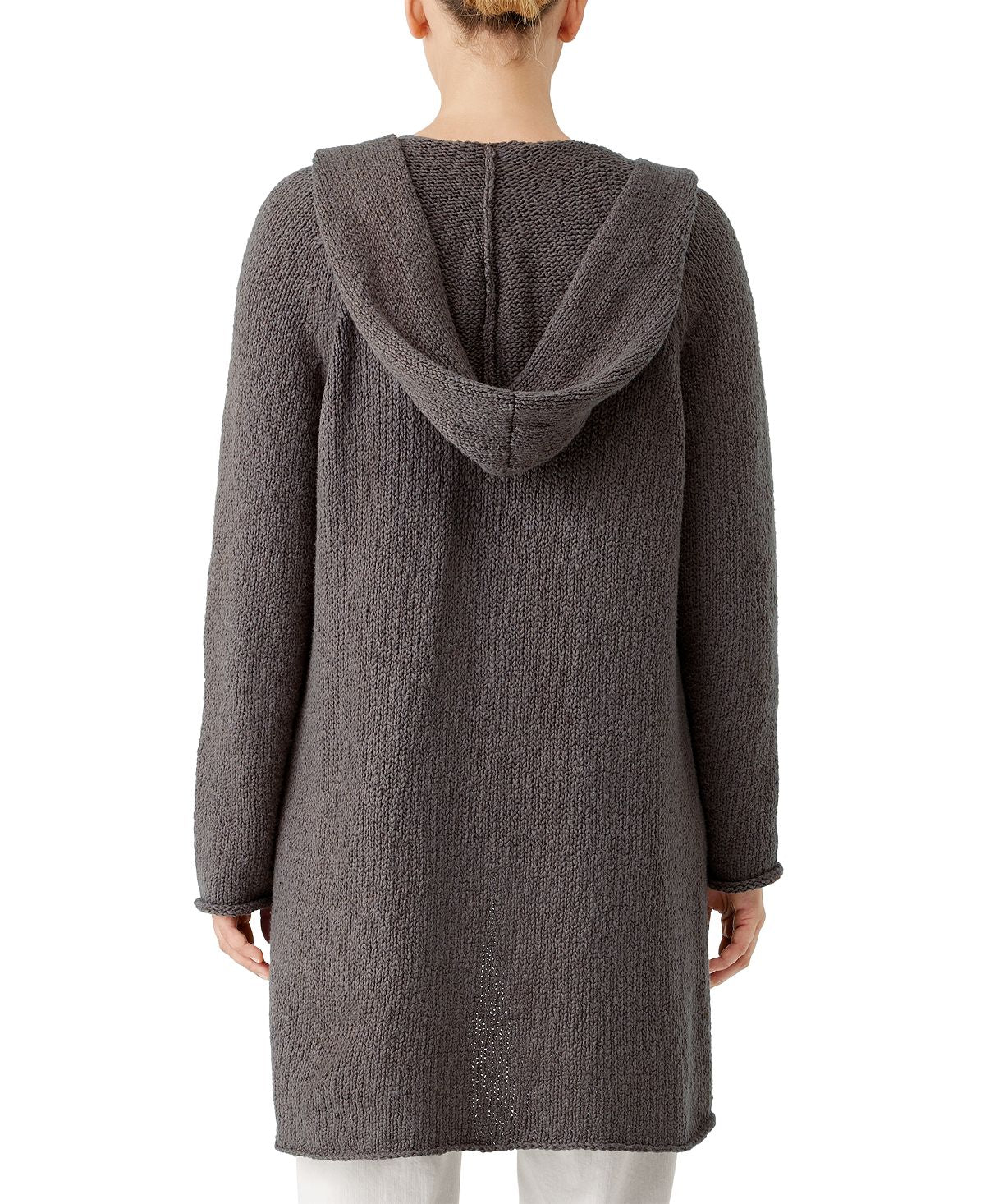 Eileen Fisher Women's Hooded Long Cotton Cardigan Brown Size X-Small