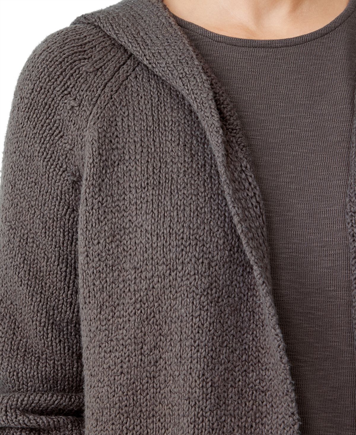 Eileen Fisher Women's Hooded Long Cotton Cardigan Brown Size X-Small