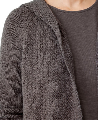 Eileen Fisher Women's Hooded Long Cotton Cardigan Brown Size X-Small