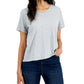 Eileen Fisher Women's V Neck Short Sleeve T-Shirt Gray Size Large
