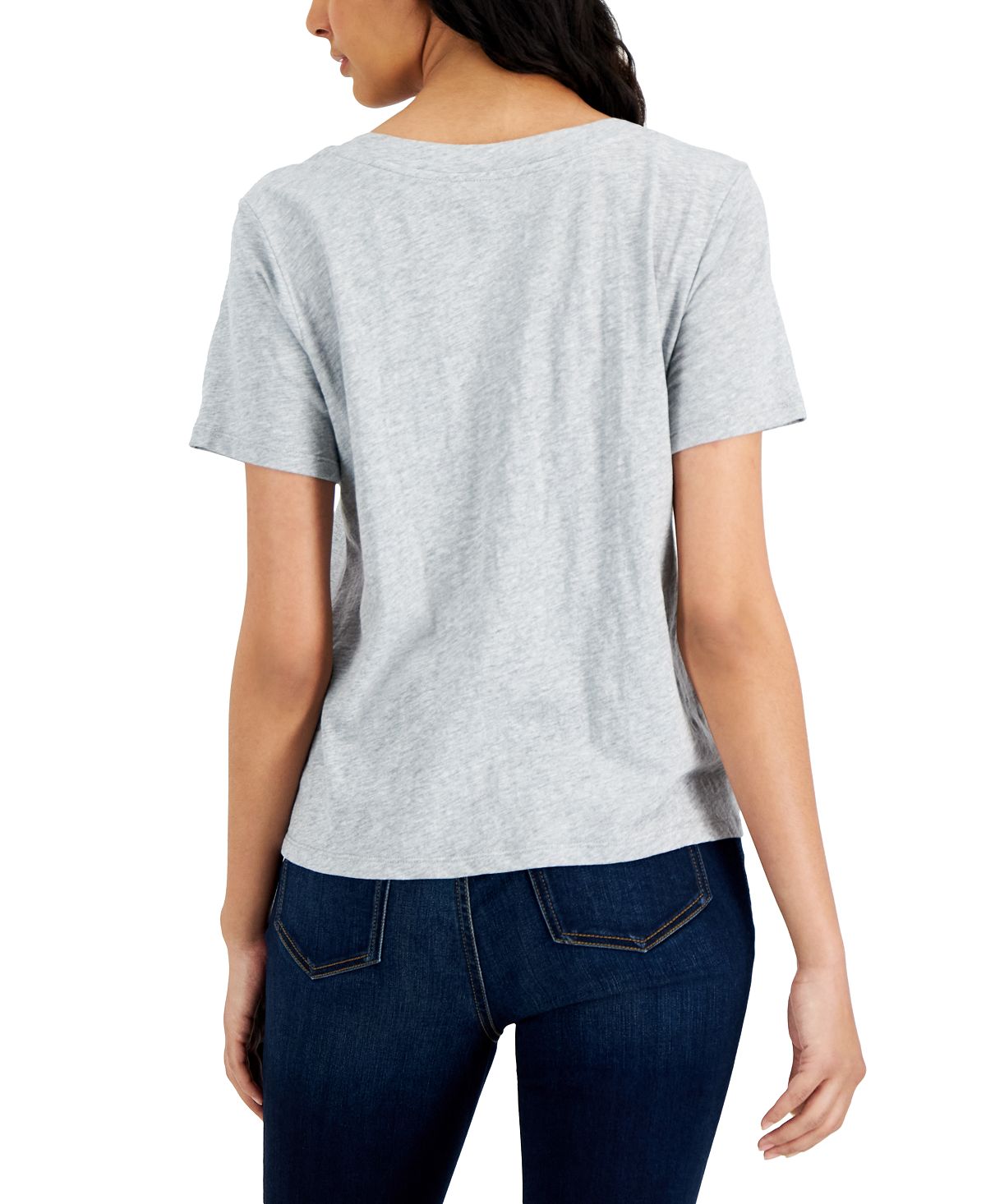 Eileen Fisher Women's V Neck Short Sleeve T-Shirt Gray Size Large