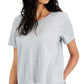 Eileen Fisher Women's V Neck Short Sleeve T-Shirt Gray Size Large