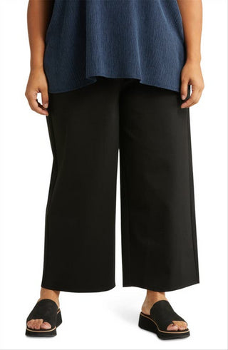 Eileen Fisher High Waist Wide Leg Crop Pants In Black Size 2X