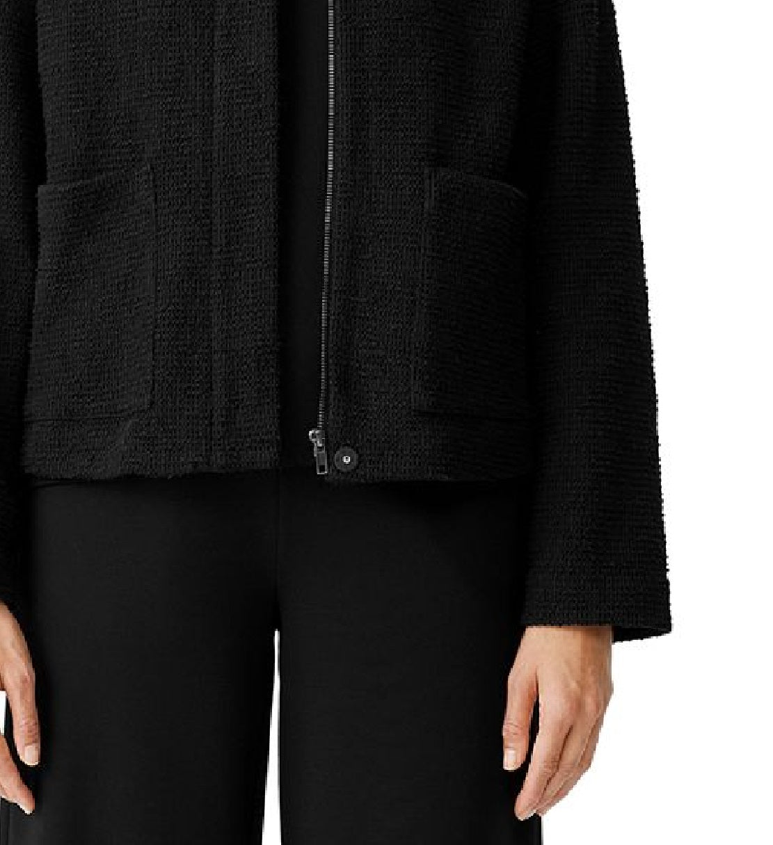 Eileen Fisher Women's Stand Collar Bouclé Jacket Black Size X-Small