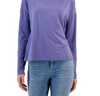 Eileen Fisher Women's Funnel Neck Long Sleeve Boxy Top Purple Size Large