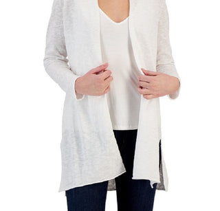 Eileen Fisher Women's Organic Open Front Long Cardigan White Size Large