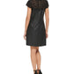 Kensie Women's Lace Trim Faux Leather Shift Dress Black Size 12