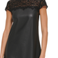 Kensie Women's Lace Trim Faux Leather Shift Dress Black Size 12