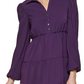 Kensie Women's Collared Tiered Shift Dress Purple Size 10