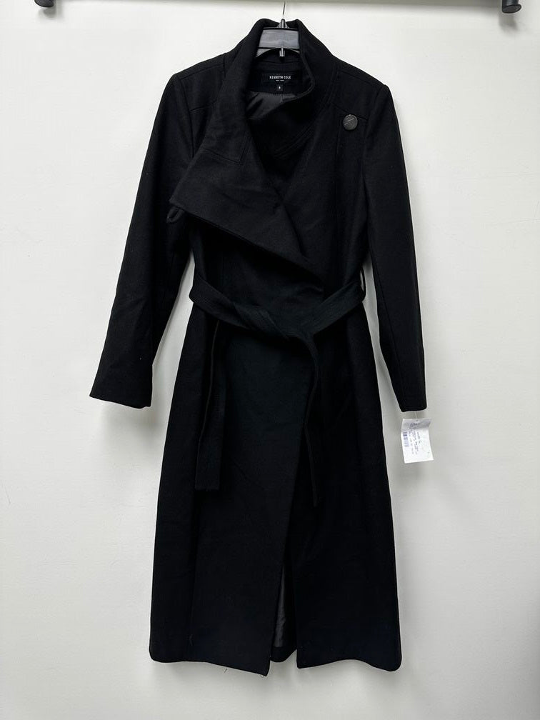 Kenneth Cole Women's Asymmetric Belted Maxi Coat Black Size 8